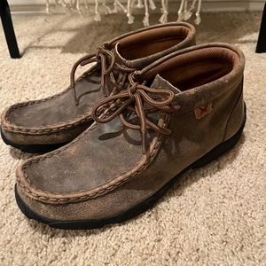 Twisted X Youth Brown Bomber Driving Moccasin Lace Up Casual Shoes